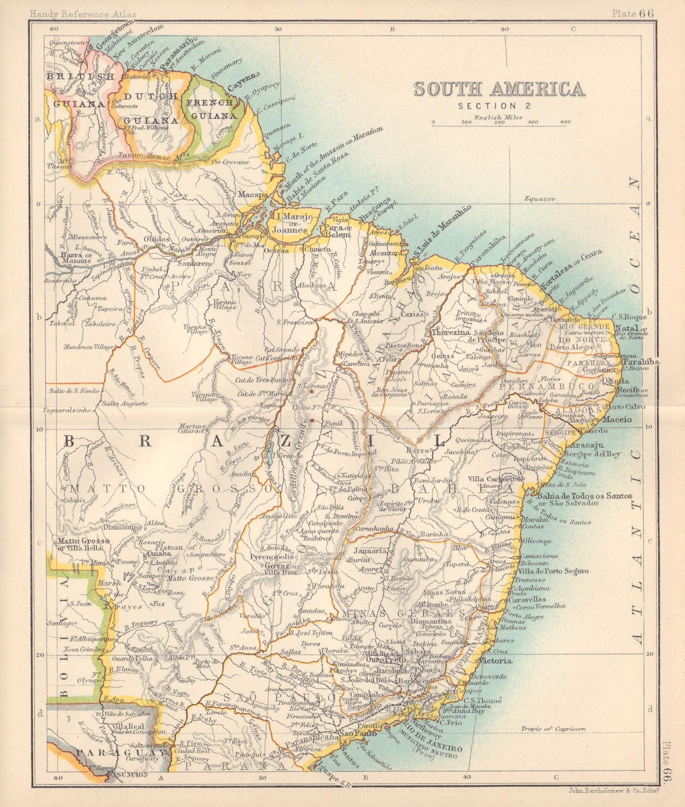 NE South America. British Guiana Dutch Guiana French Guiana. Brazil 1898 map